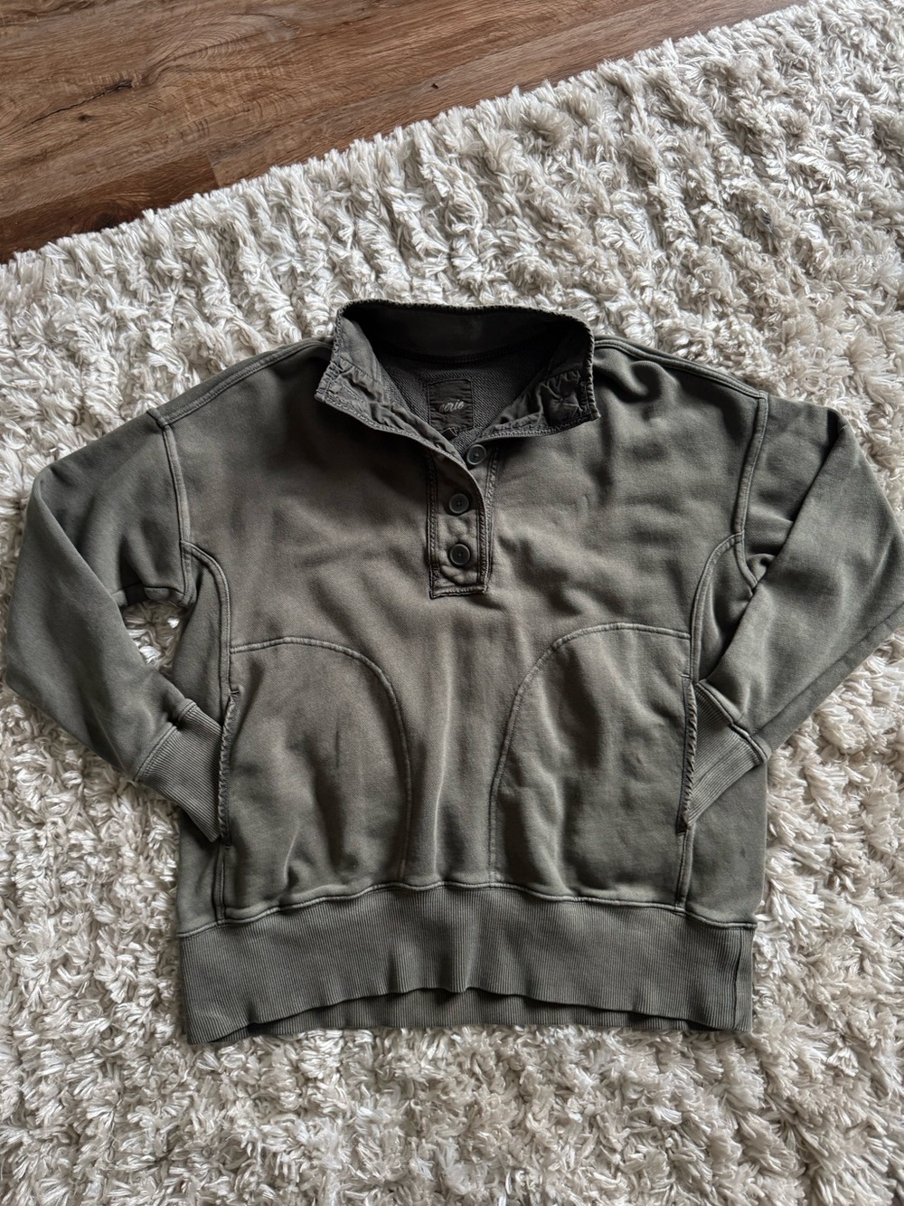 aerie Olive Green Pullover with Logo Tag